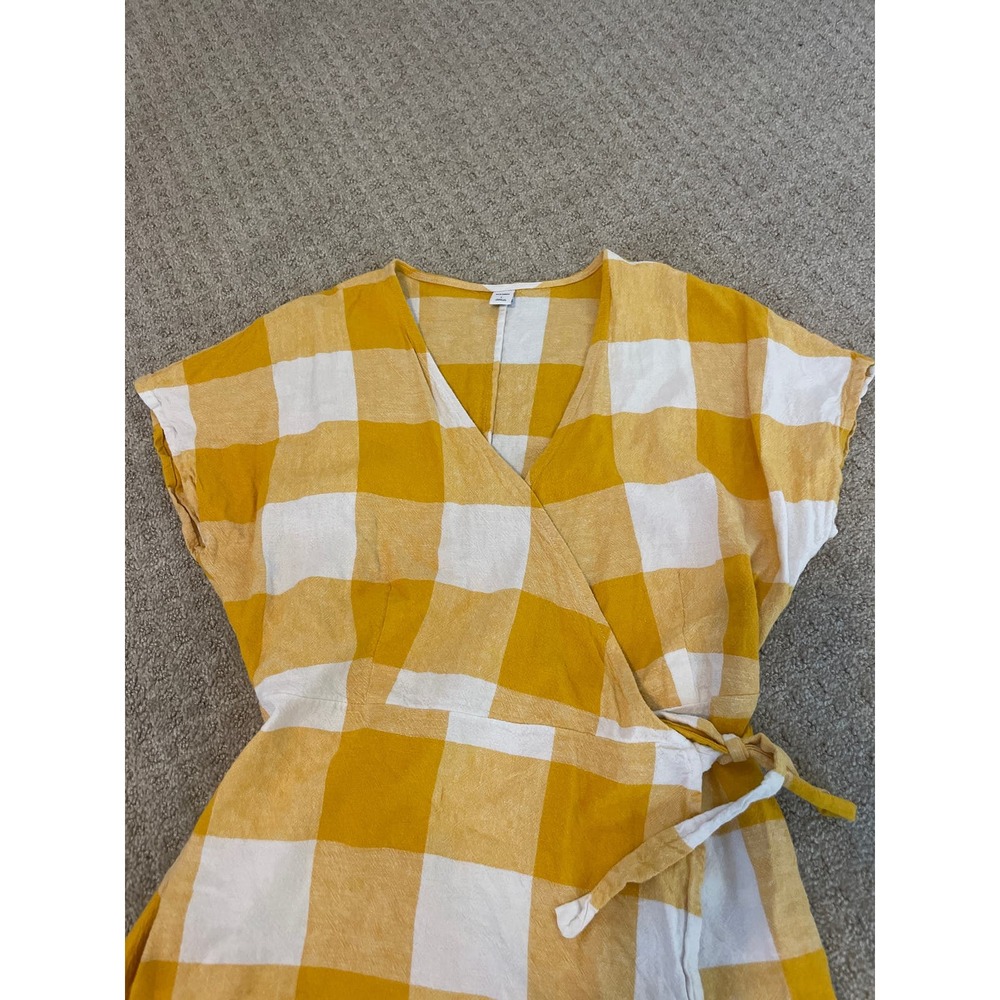 Old Navy Yellow & White Checker Wrap Mini Dress Large - Picture 5 of 5